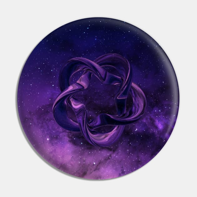 Purple Galaxy Print Floral Flower Pin by Moon Art