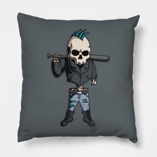 Gutter Punk Skeleton Illustration Pillow