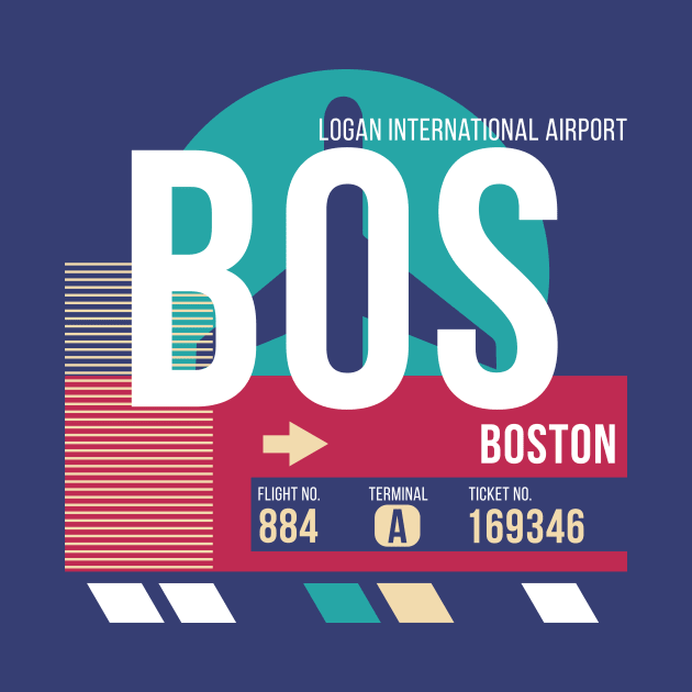 Boston (BOS) Airport Code Baggage Tag E by SLAG_Creative