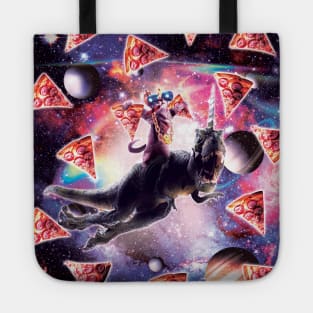 Thug Space Cat On Dinosaur Unicorn - Pizza Tote