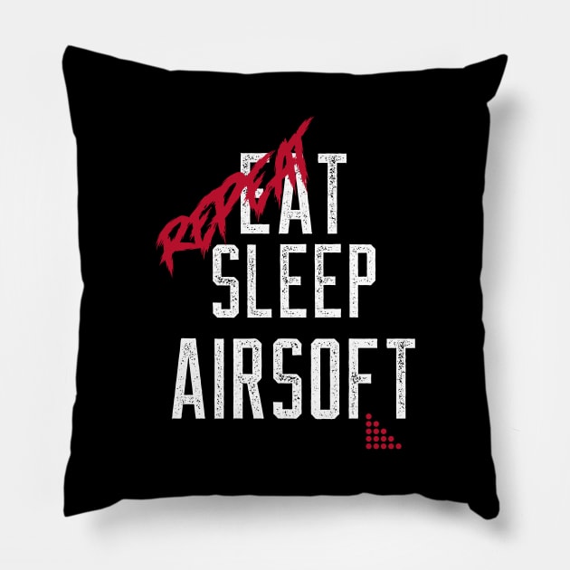 Airsoft Family - Eat Sleep Airsoft Repeat Pillow by Airsoft_Family_Tees