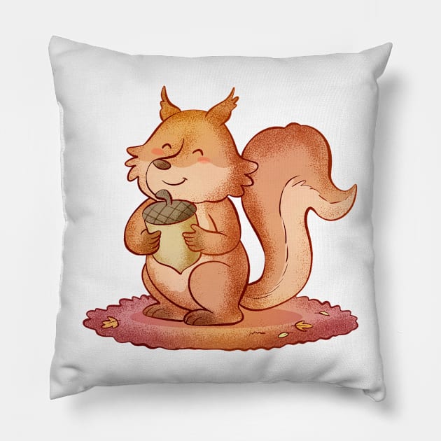 Squirrel Nut Happy Pillow by Mako Design 