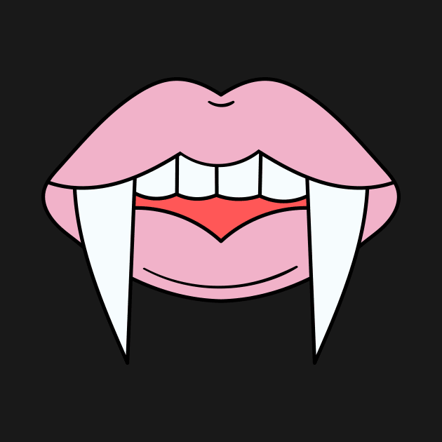 Vampire Girl fangs and pink lips Zombie Halloween Illustration by CONCEPTDVS