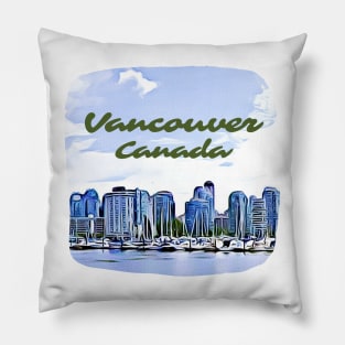 Vancouver Canada Skyline Painting Pillow