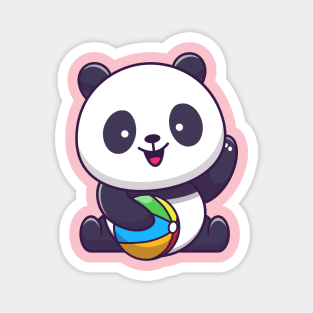 Cute Panda Playing Ball Cartoon Magnet