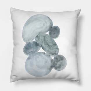 Blue Grey Stone Stack - Abstract Watercolor Minimalist Painting Pillow