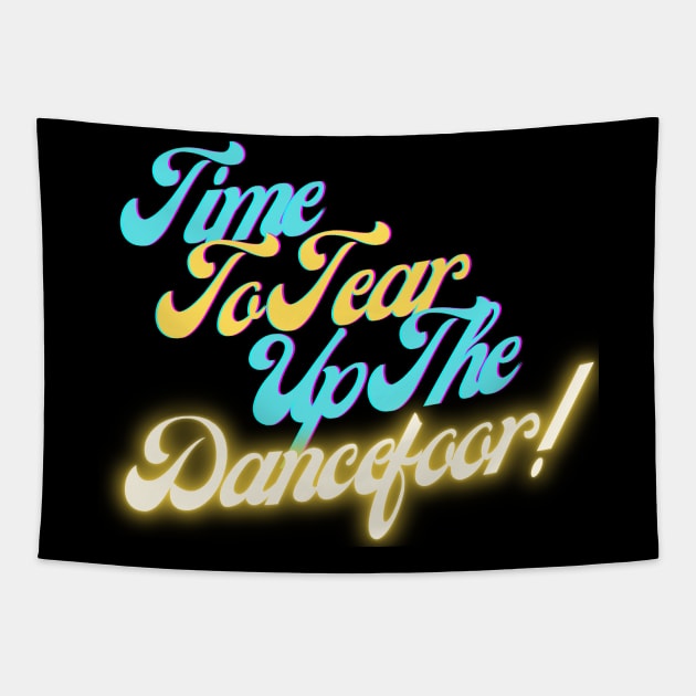 Time To Tear Up The Dancefloor! Blue and Yellow Ex Machina Nathan Quote Tapestry by NerdyMerch
