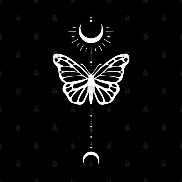 Moon Butterfly Line Art by themadesigns