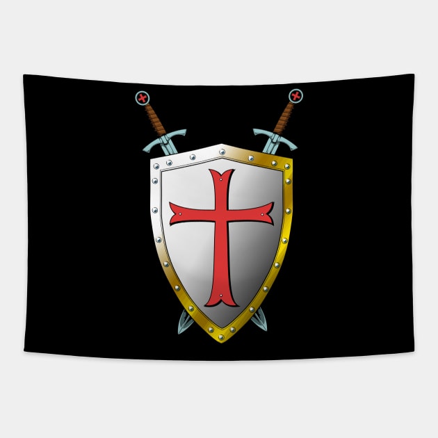 Templar Shield and Swords - Knights Templar Tapestry by Modern Medieval Design