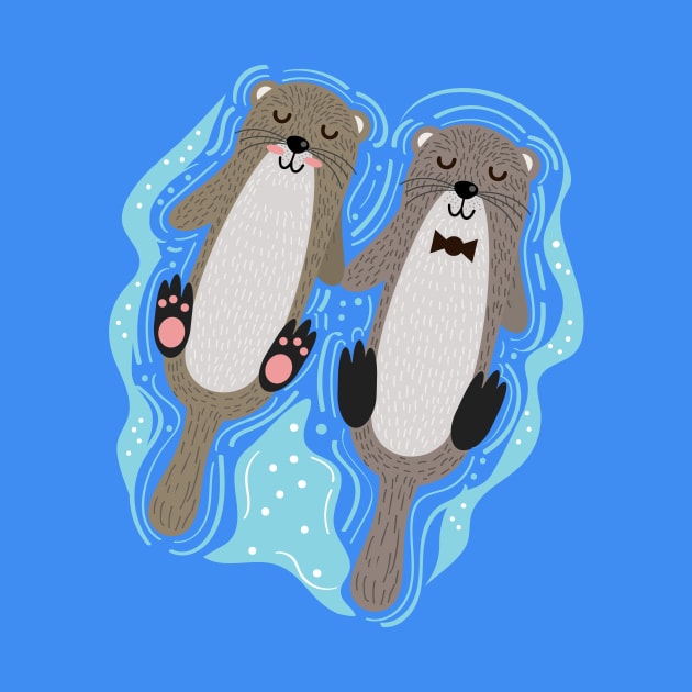 Loving Otters holding hands by TossedSweetTees