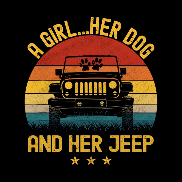 A Girl Her Dog And Her Jeep Vintage Jeep Jeeps Lover by Jane Sky