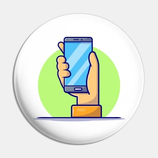 Hand Phone Cartoon Vector Icon Illustration Pin