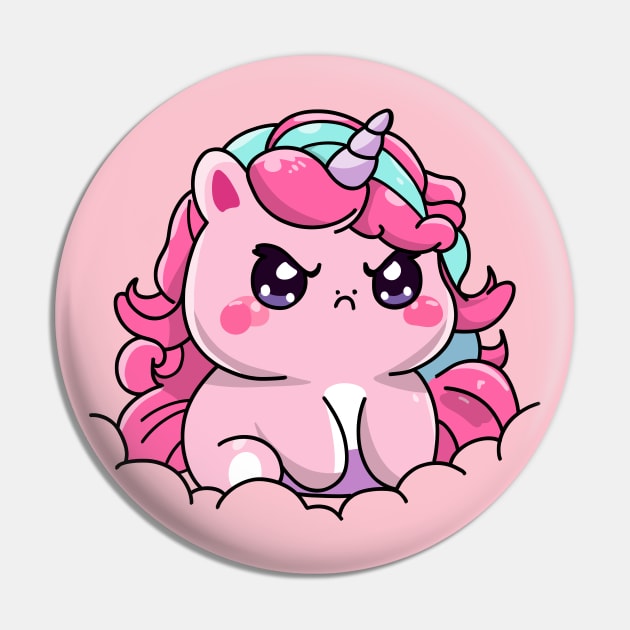 angry unicorn Pin by StickerMainia