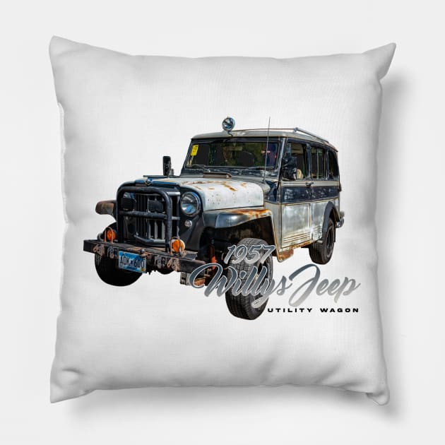 1957 Willys Jeep Utility Wagon Pillow by Gestalt Imagery