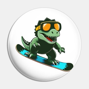 Snowboarding Dinosaur Prehistoric Fun Pin