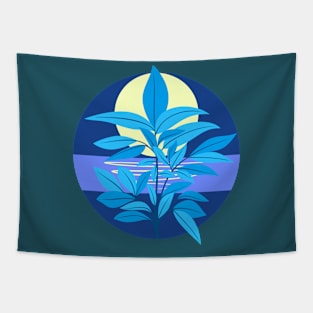 Blue Willow Leaves Tapestry