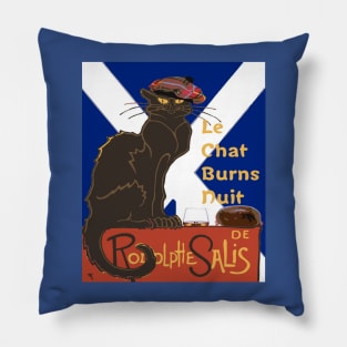 Le Chat Burns Nuit  Scottish Saltire Pillow