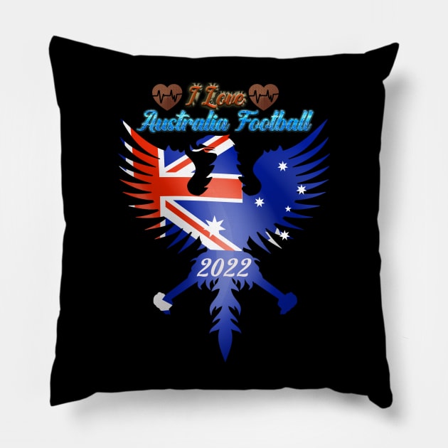 I Love Australia Football 2022 Pillow by Printashopus