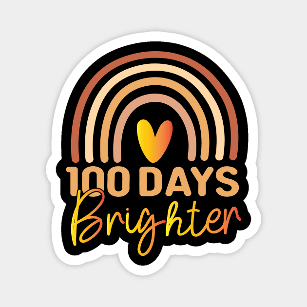 100 Days Brighter 100th Day of School Teachers kids Rainbow Magnet by ArtistTee ⭐⭐⭐⭐⭐