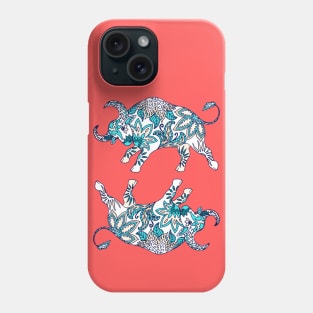 Paisley Oxen (Coral and Teal Palette) Phone Case