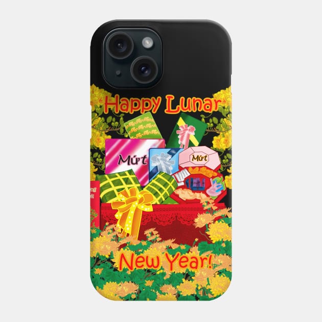 Chuc Mung Nam Moi/Happy New Year/Lunar New Year Gift Basket and Flowers T-Shirt Phone Case by AZNSnackShop
