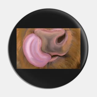 Licking Cow Face Mask Pin