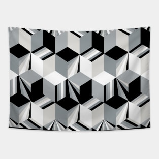 Retro Black and White Cubes Tapestry