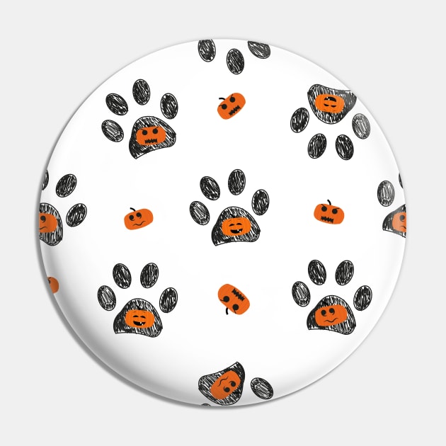 Paw prints with pumpkin Pin by GULSENGUNEL