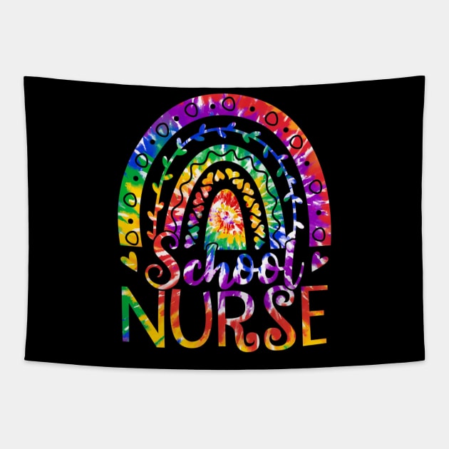 Rainbow Tie Dye School Nurse Back To School Nurse Week Tapestry by fatmehedo8