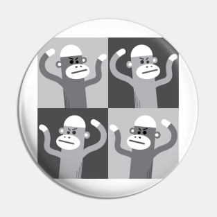 Sock monkey swarm gray Pin