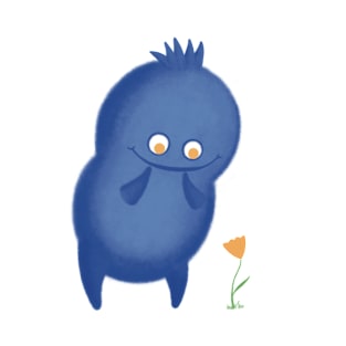 Cute blue monster with yellow flower T-Shirt