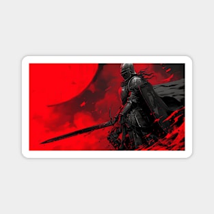 Girl Knight Red And Black Background Magnet