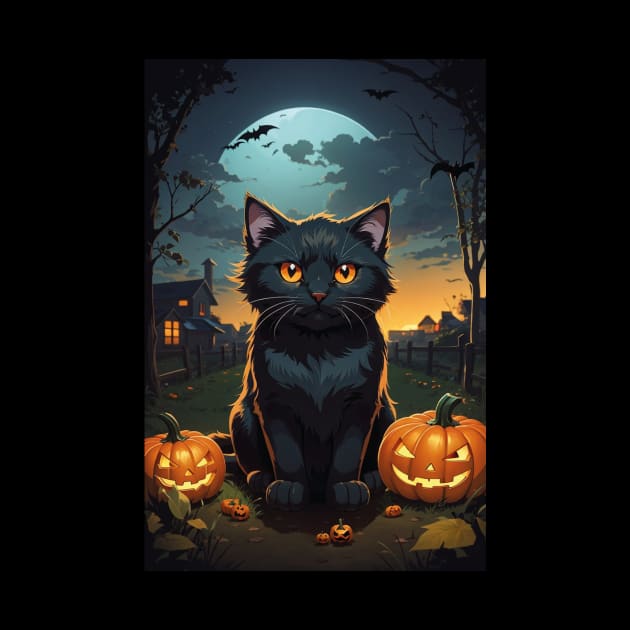 black cat and pumpkin by mouhamed22