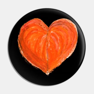 Orange Heart Drawn With Oil Pastels Pin