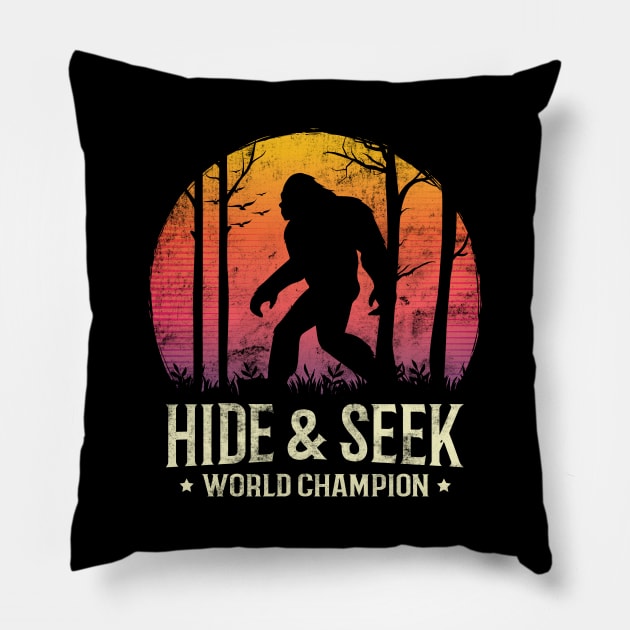 Hide and Seek World Champion Sunset Bigfoot Silhouette Pillow by HCMGift