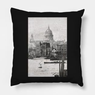 St Paul's from the river in the 19th century Pillow