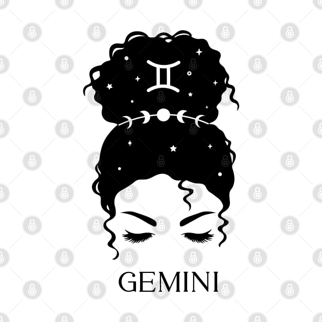 Messy Bun Celestial Queen: Gemini Zodiac Sign by The Cosmic Pharmacist