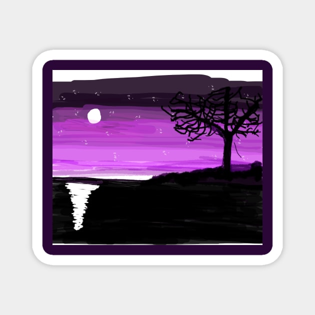 Purple Nighttime Sky Magnet by Brenda Mathes