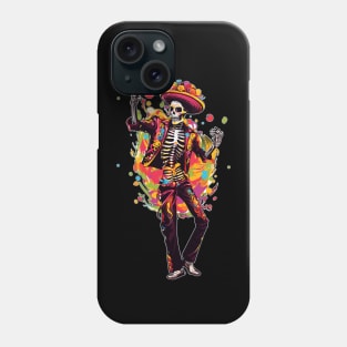 Colorful Day of the Dead Dia de Los Muertos Skeleton Dancing Phone Case