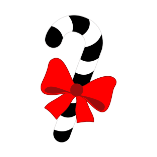 LARGE BLACK AND WHITE CHRISTMAS CANDY CAN WITH RED BOW DESIGN T-Shirt