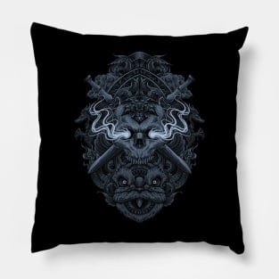 Dagger Skull Engraving Art Pillow