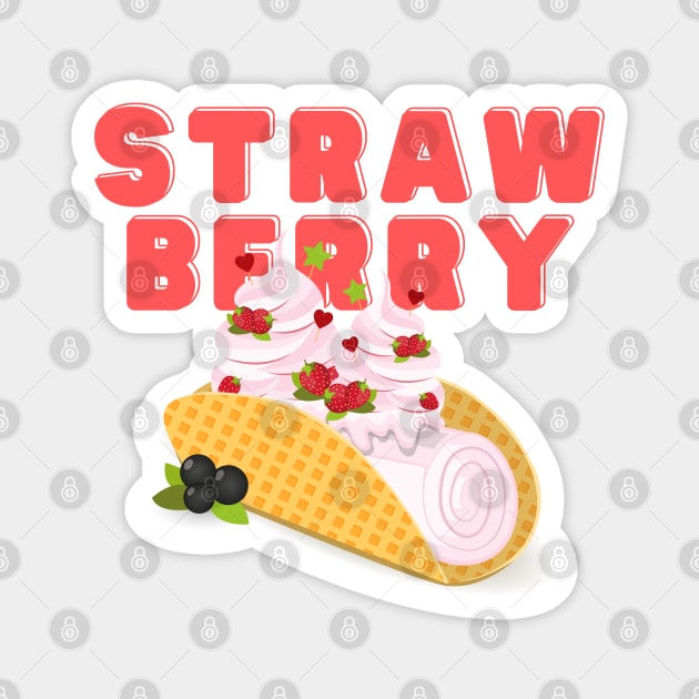 I love ice cream a waffle lot | Strawberry Ice Cream Flavor | Ice Cream Lovers | Sundae Lovers | Sweet Summer Treat | Sweet Tooth Magnet by mschubbybunny