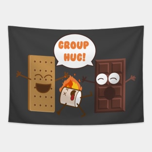 Group Hug Funny Smores Chocolate Marshmallow Camping S'mores Tapestry