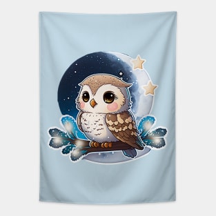 Cute Kawaii Winter Owl Tapestry