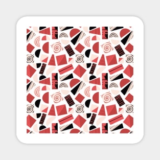 Mod Art Collage Red Black Pink Magnet