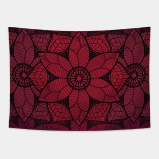 Red flower mandala Tapestry