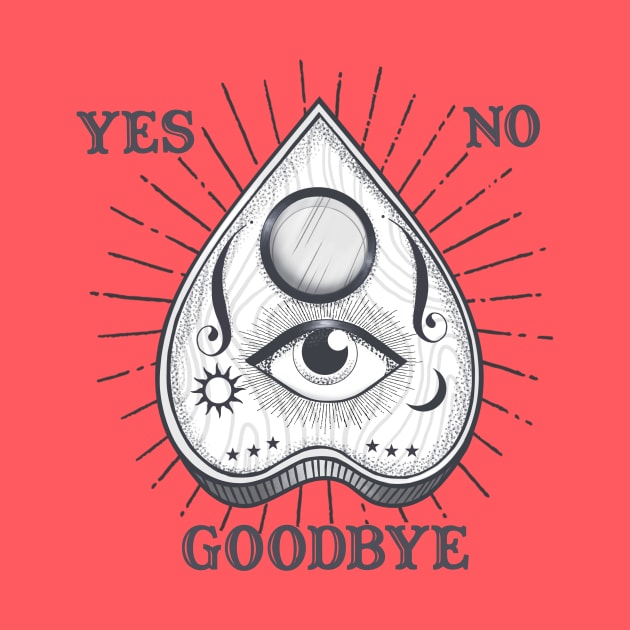 Yes No Goodbye Magic Ouija Vintage Planchette Design by LittleBunnySunshine