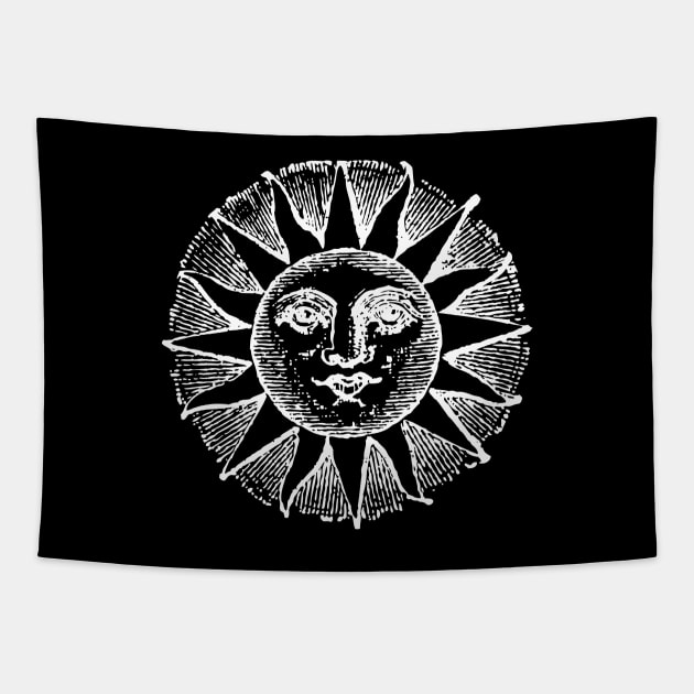 Sun Face | Sun with Face | Vintage Style Sun Illustration | Tapestry by Eclectic At Heart