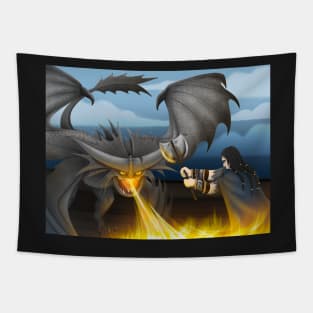 Stormcutter Dragon Battling a Viking Tapestry