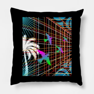ABSTRACT CONCEPT VISUAL DESIGN BIRDS GRID TREE ELEMENTS Pillow
